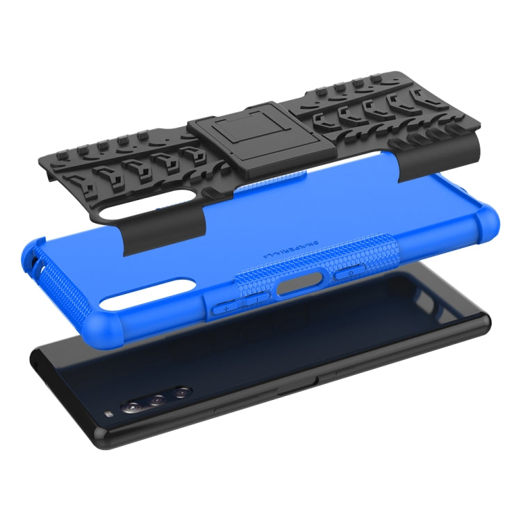 For Sony Xperia L4 Tire Texture Shockproof TPU + PC Protective Case with Holder