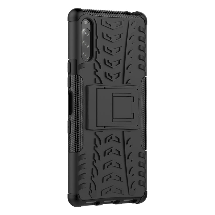 For Sony Xperia L4 Tire Texture Shockproof TPU + PC Protective Case with Holder