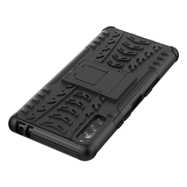 For Sony Xperia L4 Tire Texture Shockproof TPU + PC Protective Case with Holder