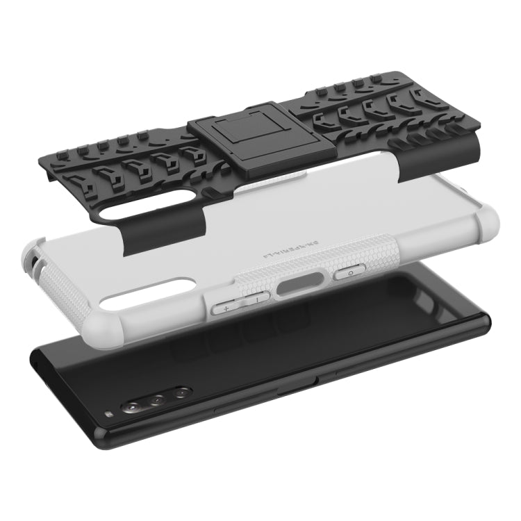 For Sony Xperia L4 Tire Texture Shockproof TPU + PC Protective Case with Holder