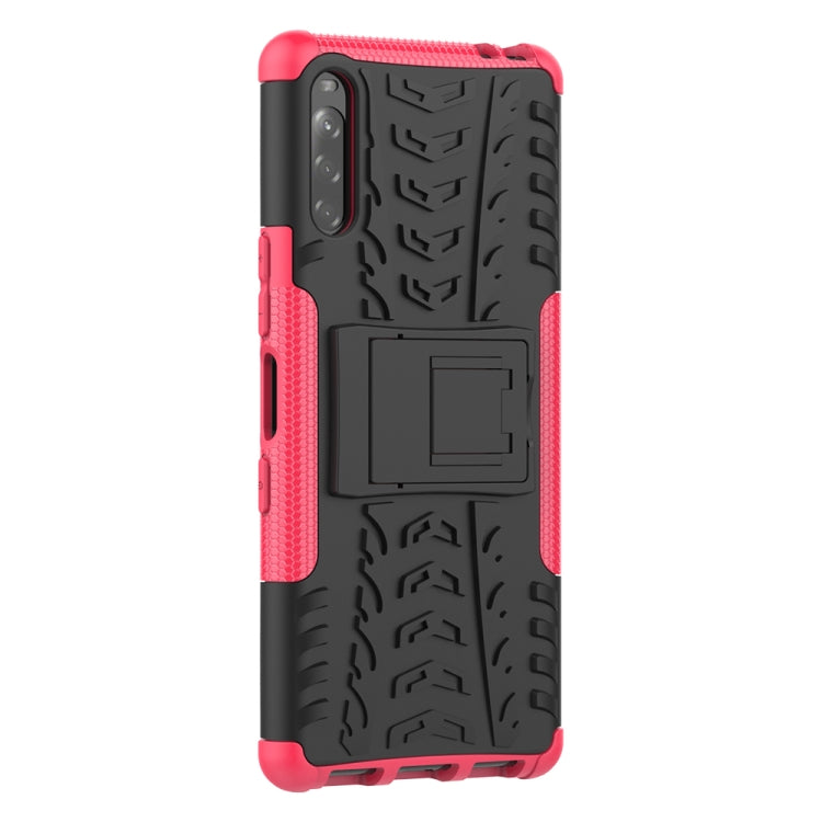 For Sony Xperia L4 Tire Texture Shockproof TPU + PC Protective Case with Holder