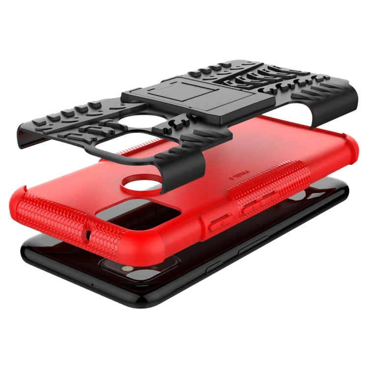 For Google Pixel 5 Tire Texture Shockproof TPU + PC Protective Case with Holder