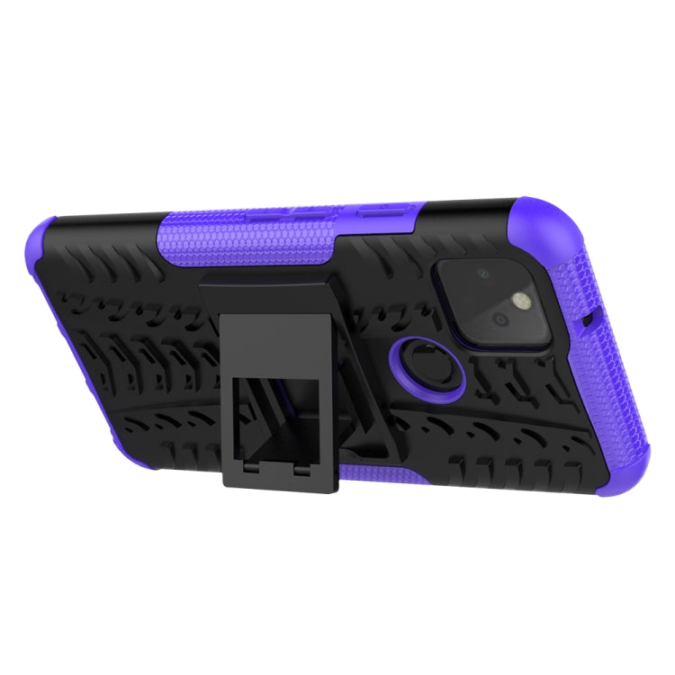 For Google Pixel 5 Tire Texture Shockproof TPU + PC Protective Case with Holder