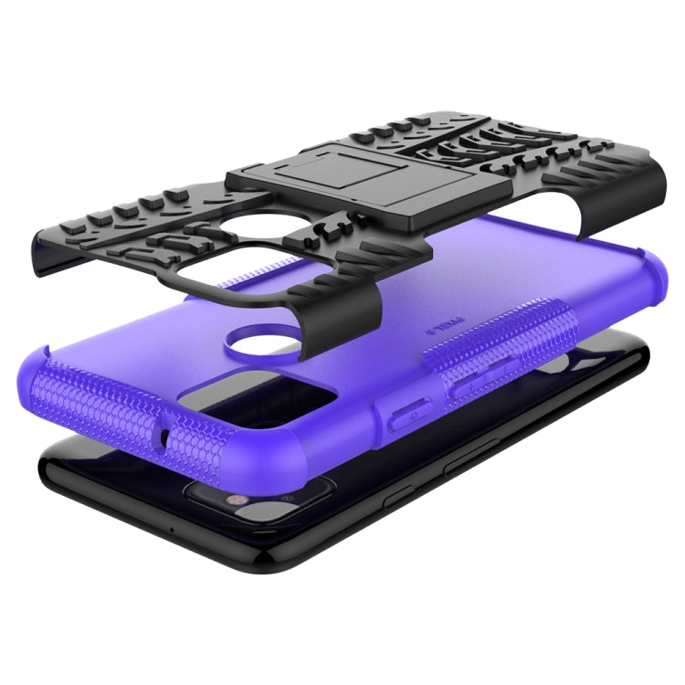 For Google Pixel 5 Tire Texture Shockproof TPU + PC Protective Case with Holder