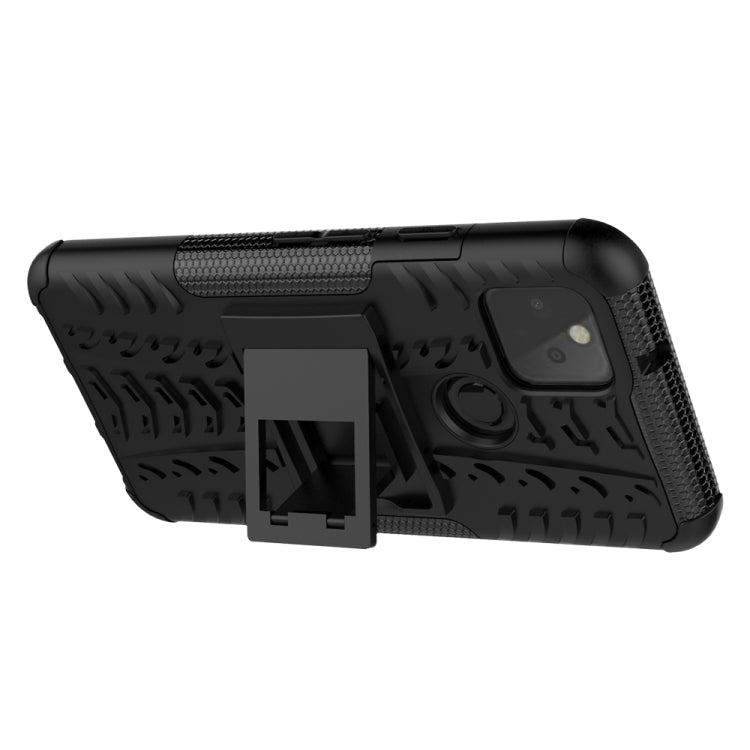 For Google Pixel 5 Tire Texture Shockproof TPU + PC Protective Case with Holder