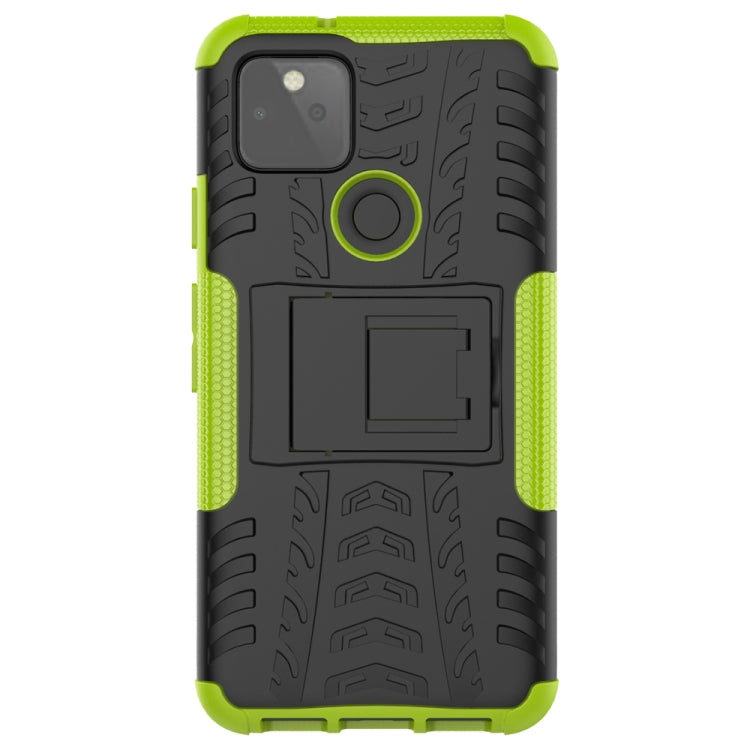 For Google Pixel 5 Tire Texture Shockproof TPU + PC Protective Case with Holder