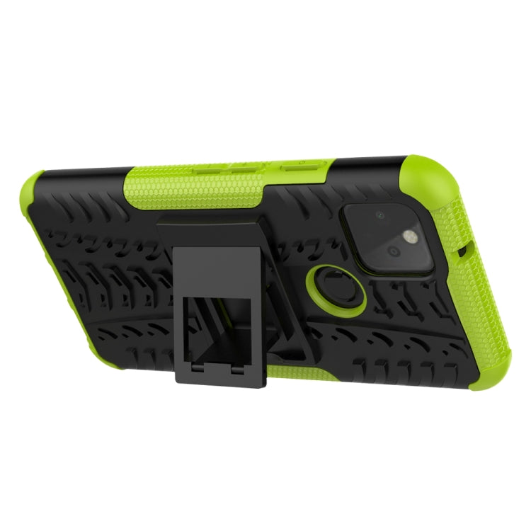 For Google Pixel 5 Tire Texture Shockproof TPU + PC Protective Case with Holder