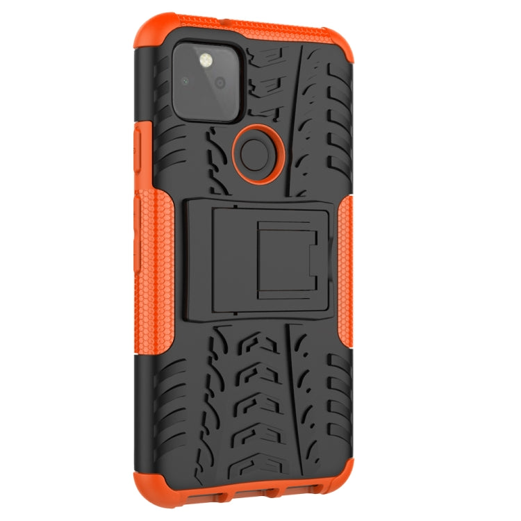 For Google Pixel 5 Tire Texture Shockproof TPU + PC Protective Case with Holder