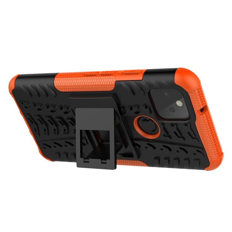 For Google Pixel 5 Tire Texture Shockproof TPU + PC Protective Case with Holder