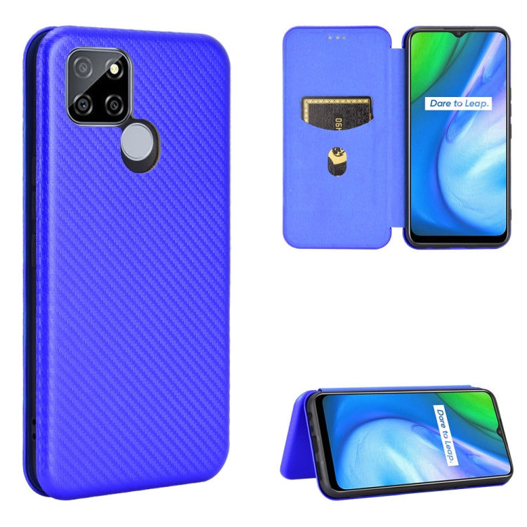 For OPPO Realme V3 Carbon Fiber Texture Horizontal Flip TPU + PC + PU Leather Case with Card Slot