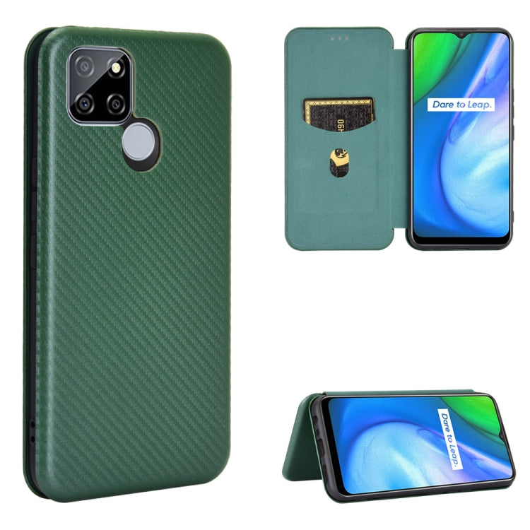 For OPPO Realme V3 Carbon Fiber Texture Horizontal Flip TPU + PC + PU Leather Case with Card Slot