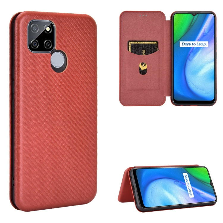 For OPPO Realme V3 Carbon Fiber Texture Horizontal Flip TPU + PC + PU Leather Case with Card Slot