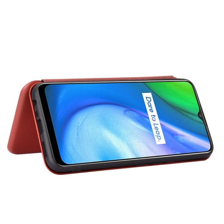 For OPPO Realme V3 Carbon Fiber Texture Horizontal Flip TPU + PC + PU Leather Case with Card Slot