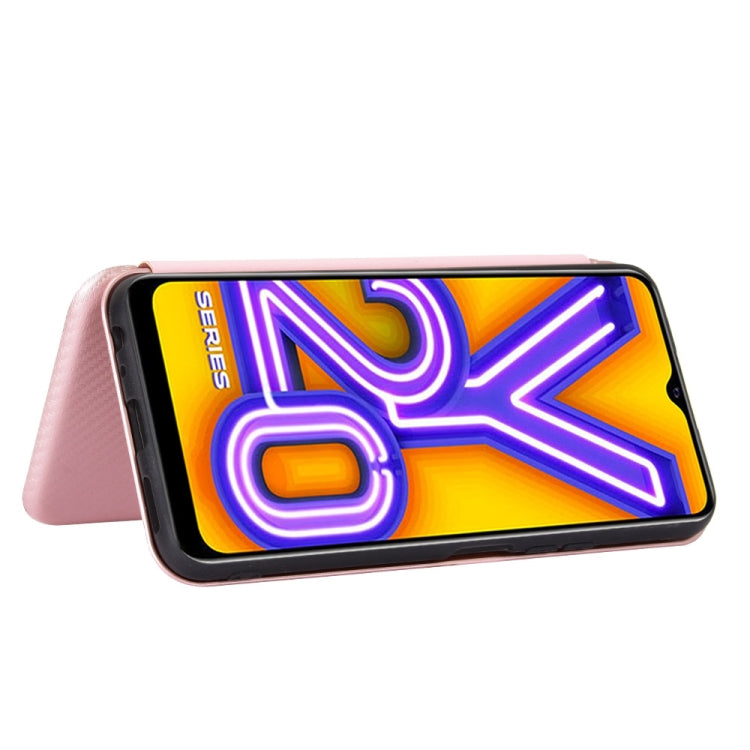 For Vivo Y20 / Y20i (Indian) Carbon Fiber Texture Horizontal Flip TPU + PC + PU Leather Case with Card Slot