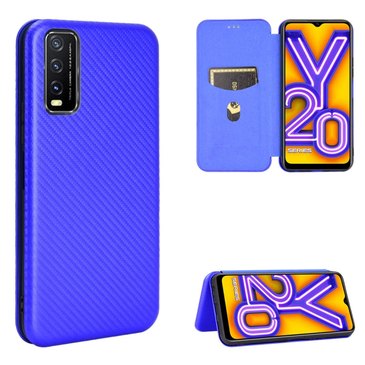 For Vivo Y20 / Y20i (Indian) Carbon Fiber Texture Horizontal Flip TPU + PC + PU Leather Case with Card Slot