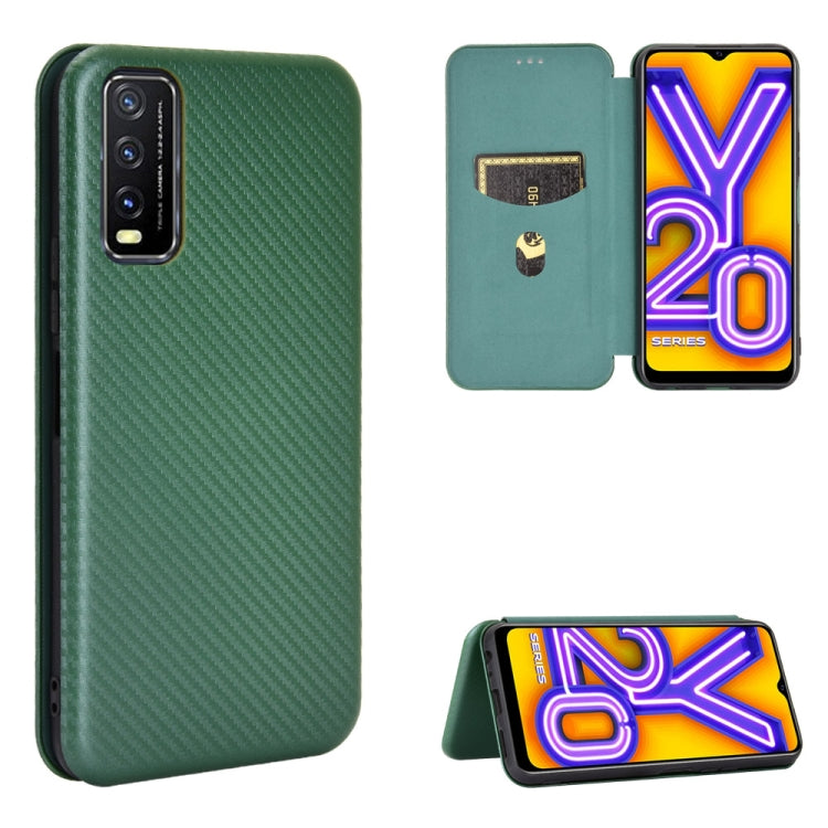 For Vivo Y20 / Y20i (Indian) Carbon Fiber Texture Horizontal Flip TPU + PC + PU Leather Case with Card Slot