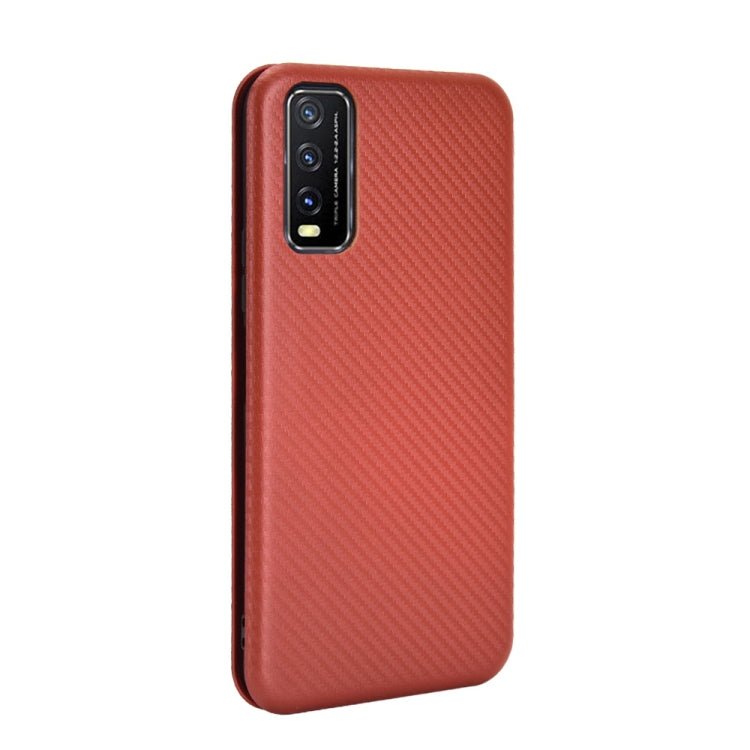 For Vivo Y20 / Y20i (Indian) Carbon Fiber Texture Horizontal Flip TPU + PC + PU Leather Case with Card Slot