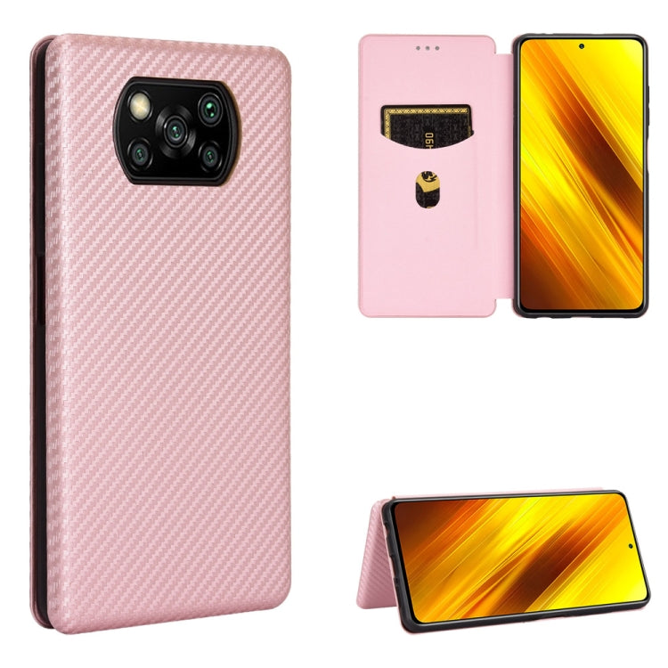 For Xiaomi Poco X3 NFC Carbon Fiber Texture Horizontal Flip TPU + PC + PU Leather Case with Card Slot