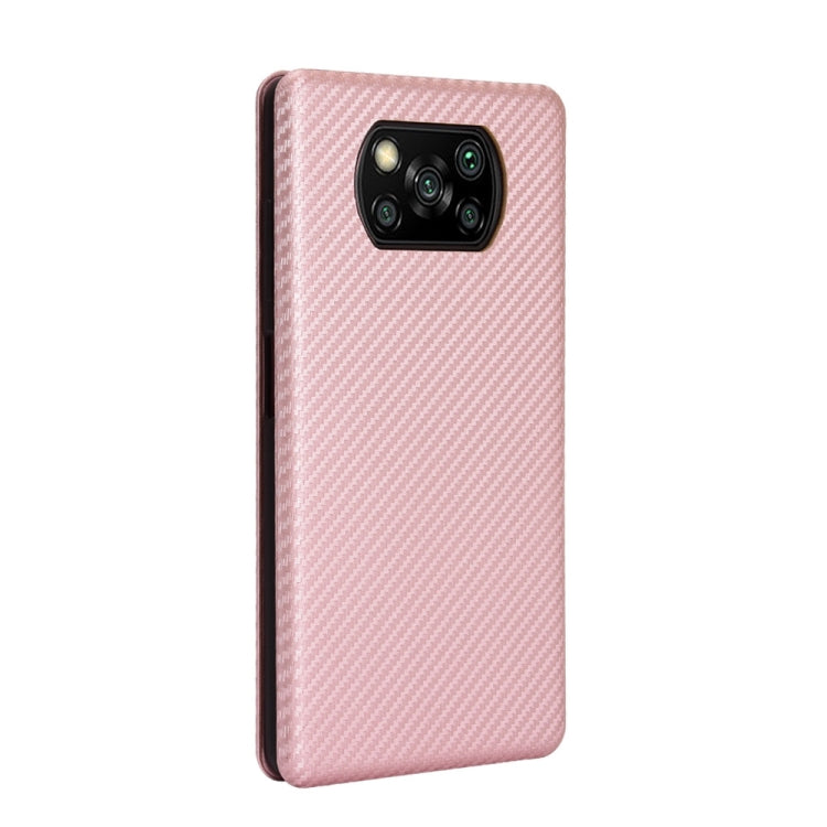 For Xiaomi Poco X3 NFC Carbon Fiber Texture Horizontal Flip TPU + PC + PU Leather Case with Card Slot