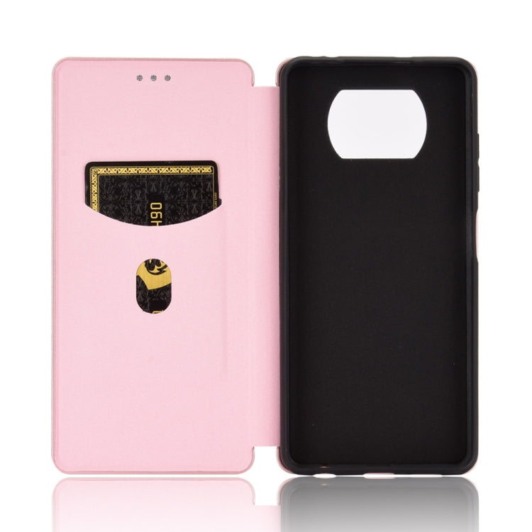 For Xiaomi Poco X3 NFC Carbon Fiber Texture Horizontal Flip TPU + PC + PU Leather Case with Card Slot
