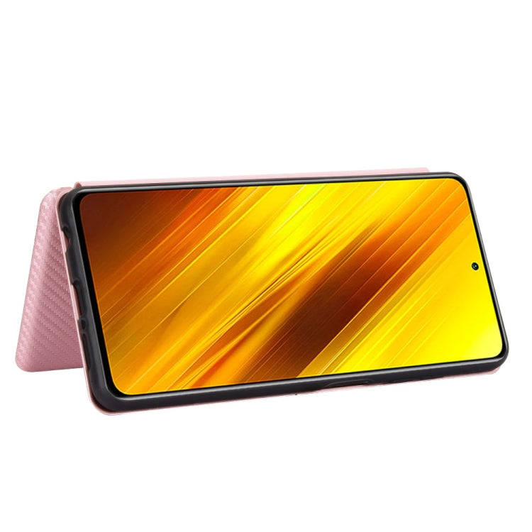 For Xiaomi Poco X3 NFC Carbon Fiber Texture Horizontal Flip TPU + PC + PU Leather Case with Card Slot