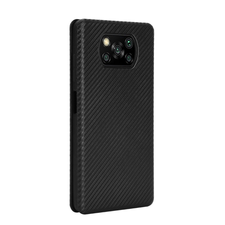 For Xiaomi Poco X3 NFC Carbon Fiber Texture Horizontal Flip TPU + PC + PU Leather Case with Card Slot