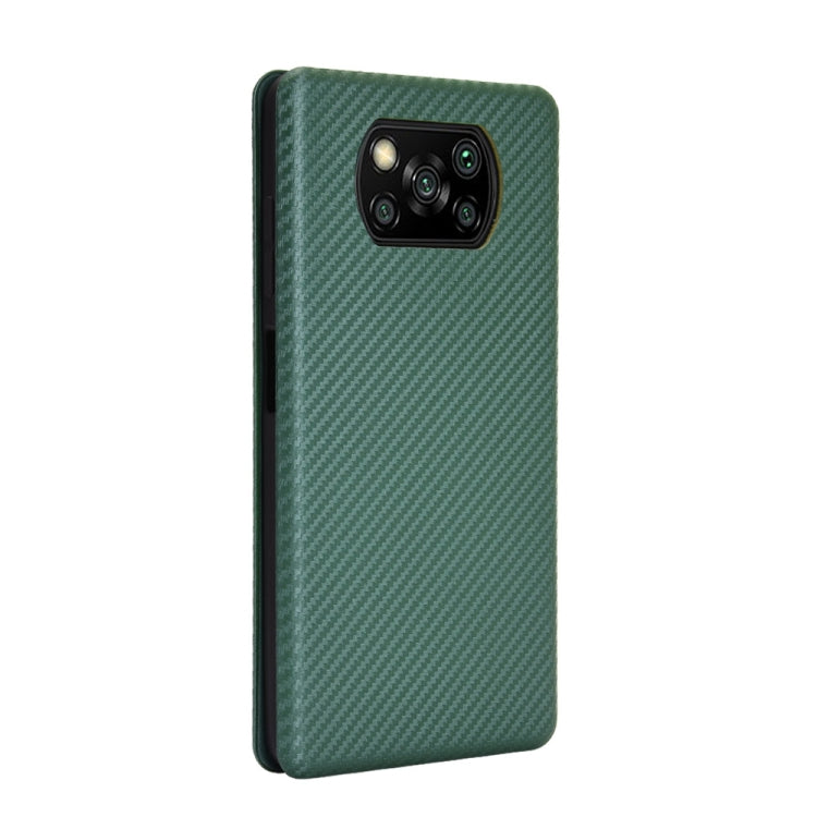 For Xiaomi Poco X3 NFC Carbon Fiber Texture Horizontal Flip TPU + PC + PU Leather Case with Card Slot