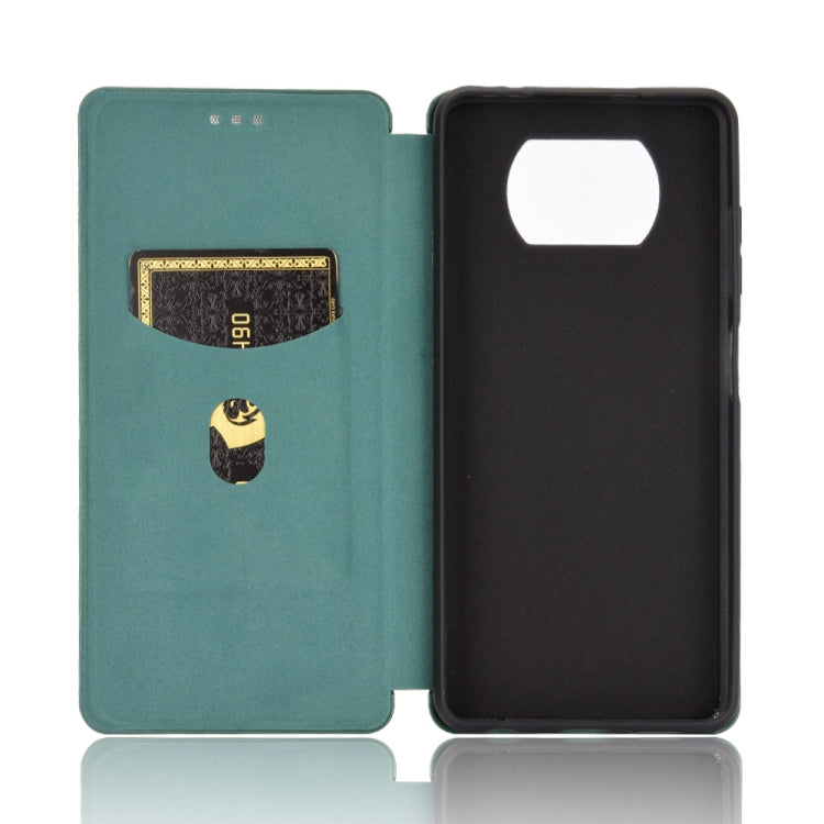 For Xiaomi Poco X3 NFC Carbon Fiber Texture Horizontal Flip TPU + PC + PU Leather Case with Card Slot