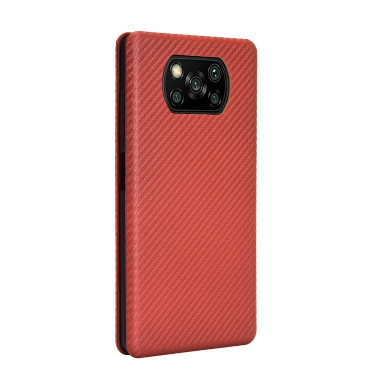 For Xiaomi Poco X3 NFC Carbon Fiber Texture Horizontal Flip TPU + PC + PU Leather Case with Card Slot
