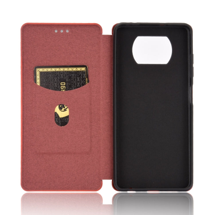 For Xiaomi Poco X3 NFC Carbon Fiber Texture Horizontal Flip TPU + PC + PU Leather Case with Card Slot
