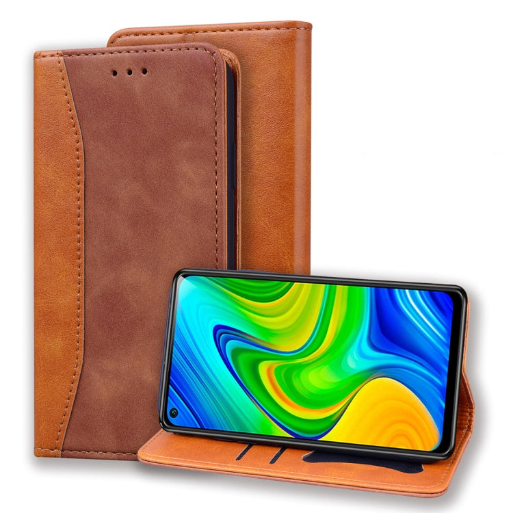 For Xiaomi Redmi Note 9 Business Stitching Horizontal Flip Leather Case with Double Folding & Bracket & Card Slots & Photo Frame & Wallet