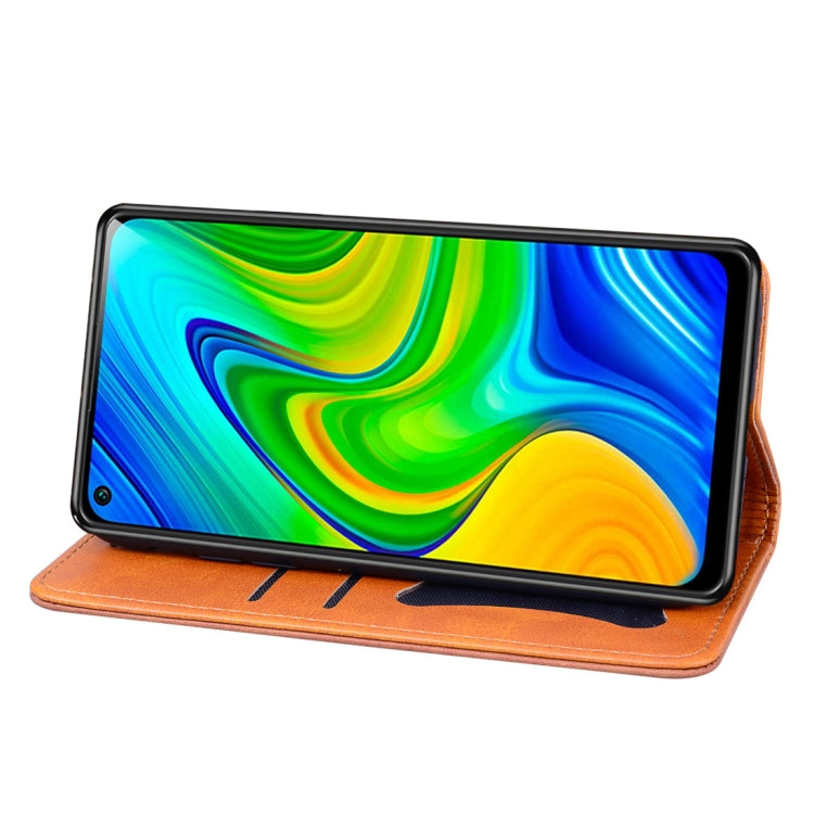 For Xiaomi Redmi Note 9 Business Stitching Horizontal Flip Leather Case with Double Folding & Bracket & Card Slots & Photo Frame & Wallet