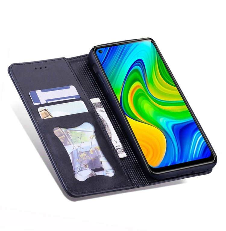 For Xiaomi Redmi Note 9 Business Stitching Horizontal Flip Leather Case with Double Folding & Bracket & Card Slots & Photo Frame & Wallet