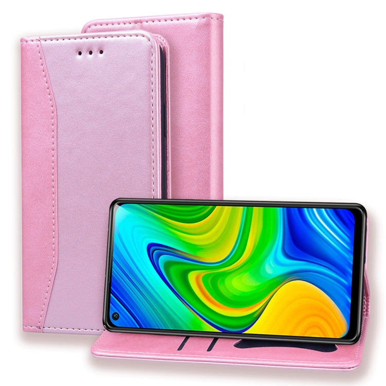 For Xiaomi Redmi Note 9 Business Stitching Horizontal Flip Leather Case with Double Folding & Bracket & Card Slots & Photo Frame & Wallet