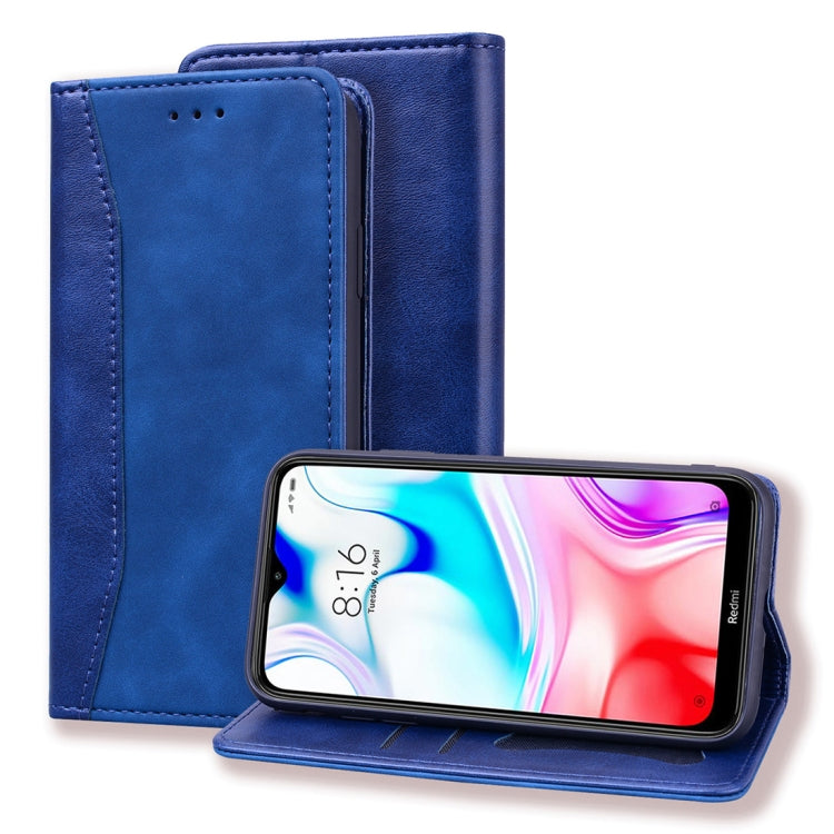 For Xiaomi Redmi 8 Business Stitching Horizontal Flip Leather Case with Double Folding & Bracket & Card Slots & Photo Frame & Wallet
