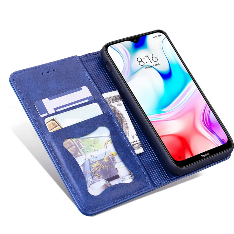 For Xiaomi Redmi 8 Business Stitching Horizontal Flip Leather Case with Double Folding & Bracket & Card Slots & Photo Frame & Wallet