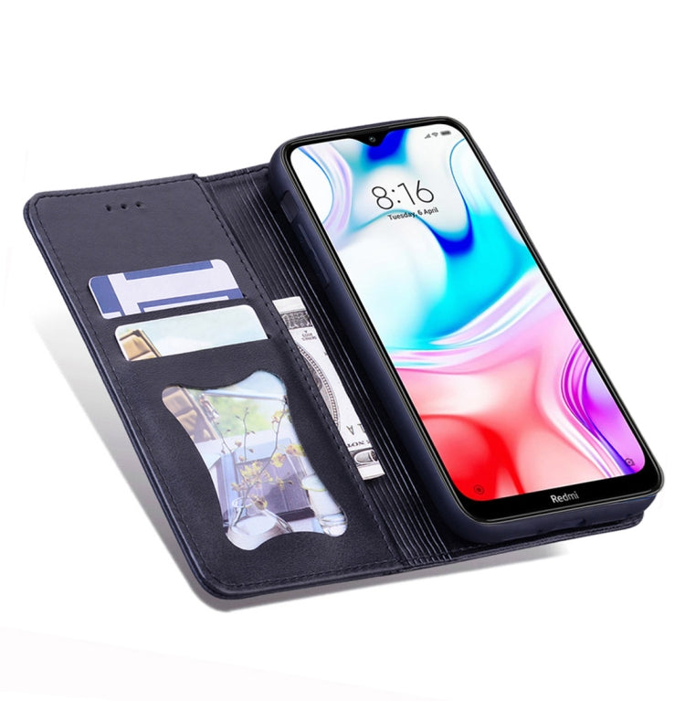 For Xiaomi Redmi 8 Business Stitching Horizontal Flip Leather Case with Double Folding & Bracket & Card Slots & Photo Frame & Wallet