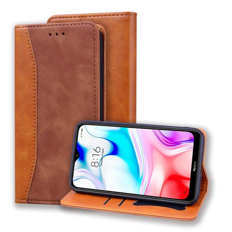 For Xiaomi Redmi 8A Business Stitching Horizontal Flip Leather Case with Double Folding & Bracket & Card Slots & Photo Frame & Wallet