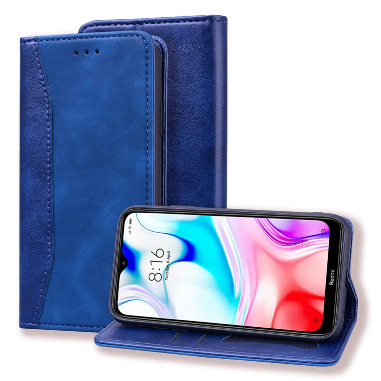 For Xiaomi Redmi 8A Business Stitching Horizontal Flip Leather Case with Double Folding & Bracket & Card Slots & Photo Frame & Wallet