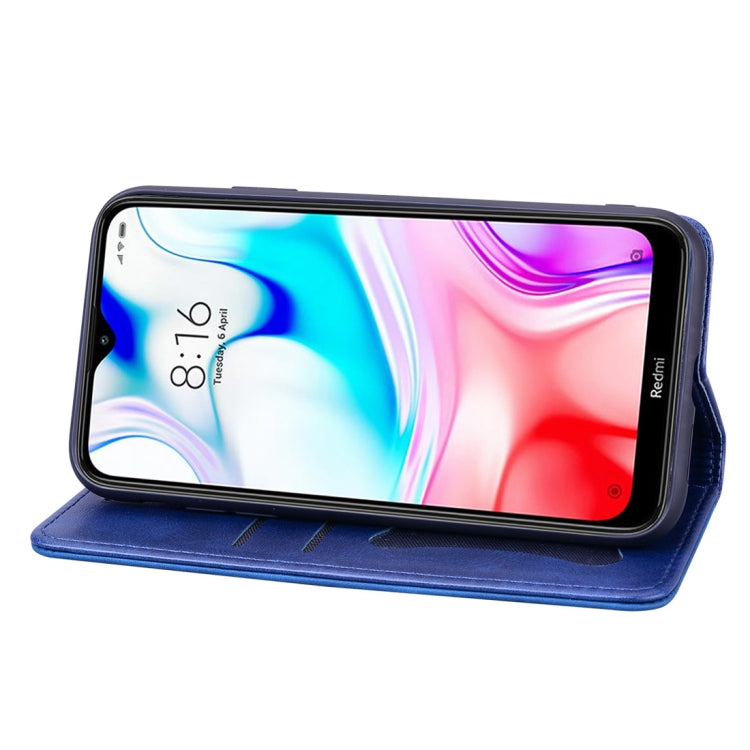 For Xiaomi Redmi 8A Business Stitching Horizontal Flip Leather Case with Double Folding & Bracket & Card Slots & Photo Frame & Wallet