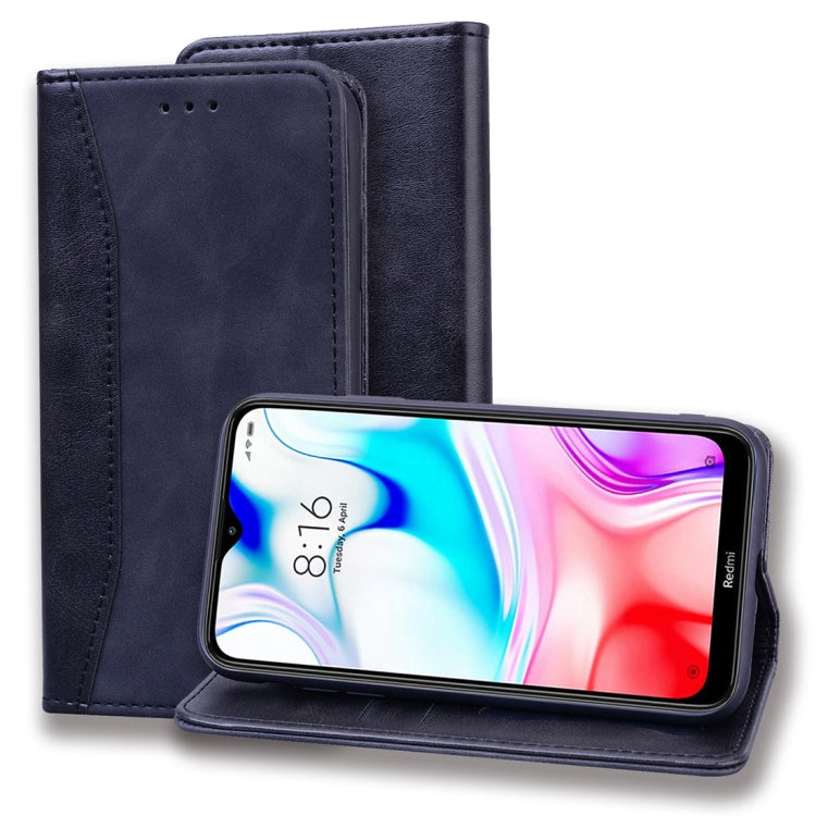 For Xiaomi Redmi 8A Business Stitching Horizontal Flip Leather Case with Double Folding & Bracket & Card Slots & Photo Frame & Wallet