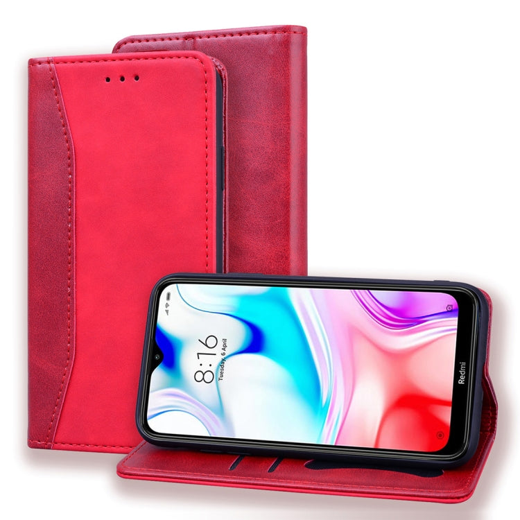 For Xiaomi Redmi 8A Business Stitching Horizontal Flip Leather Case with Double Folding & Bracket & Card Slots & Photo Frame & Wallet