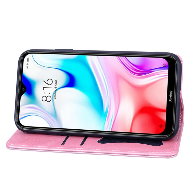 For Xiaomi Redmi 8A Business Stitching Horizontal Flip Leather Case with Double Folding & Bracket & Card Slots & Photo Frame & Wallet