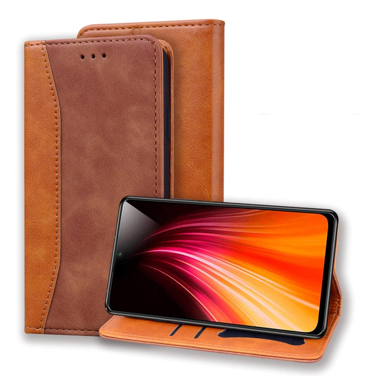 For Xiaomi Redmi Note 8 Pro Business Stitching Horizontal Flip Leather Case with Double Folding & Bracket & Card Slots & Photo Frame & Wallet
