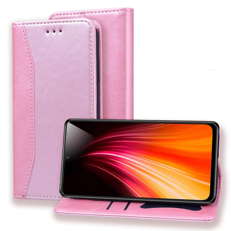 For Xiaomi Redmi Note 8 Pro Business Stitching Horizontal Flip Leather Case with Double Folding & Bracket & Card Slots & Photo Frame & Wallet