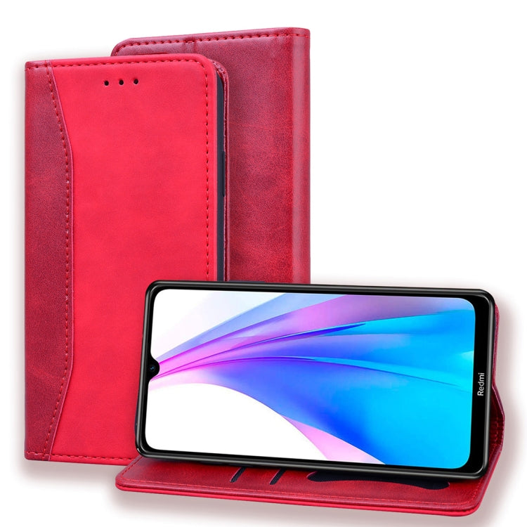 For Xiaomi Redmi Note 8T Business Stitching Horizontal Flip Leather Case with Double Folding & Bracket & Card Slots & Photo Frame & Wallet