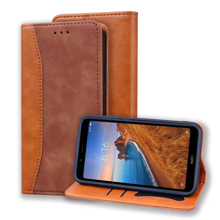 For Xiaomi Redmi 7A Business Stitching Horizontal Flip Leather Case with Double Folding & Bracket & Card Slots & Photo Frame & Wallet