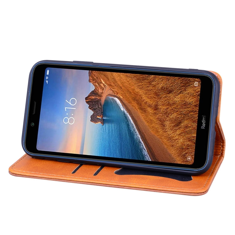 For Xiaomi Redmi 7A Business Stitching Horizontal Flip Leather Case with Double Folding & Bracket & Card Slots & Photo Frame & Wallet