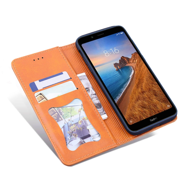 For Xiaomi Redmi 7A Business Stitching Horizontal Flip Leather Case with Double Folding & Bracket & Card Slots & Photo Frame & Wallet