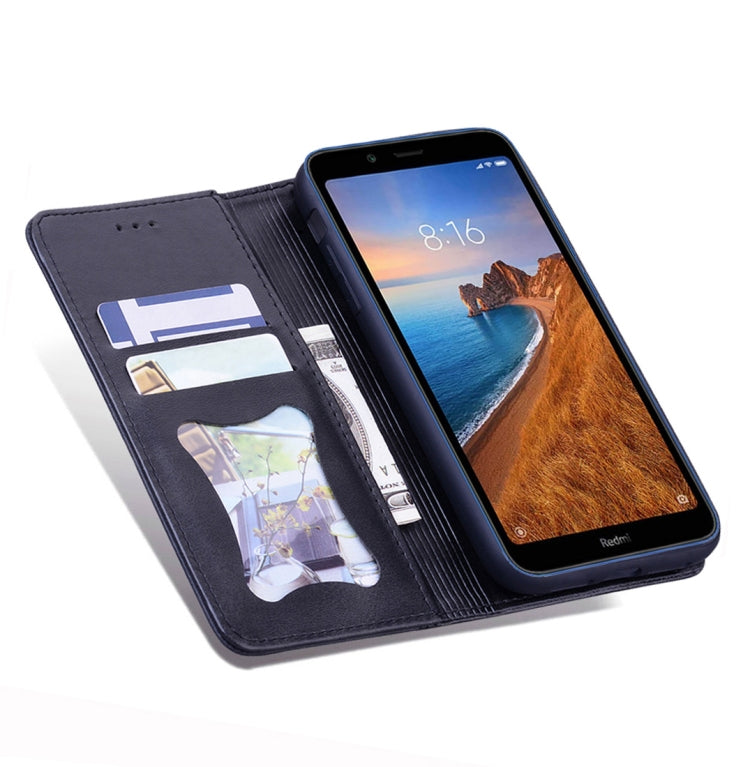 For Xiaomi Redmi 7A Business Stitching Horizontal Flip Leather Case with Double Folding & Bracket & Card Slots & Photo Frame & Wallet